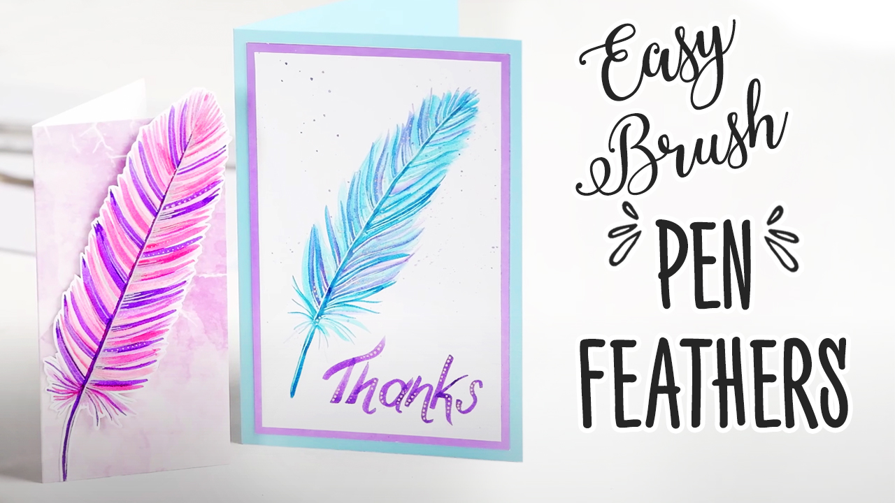 Easy Brush Pen Feathers Template