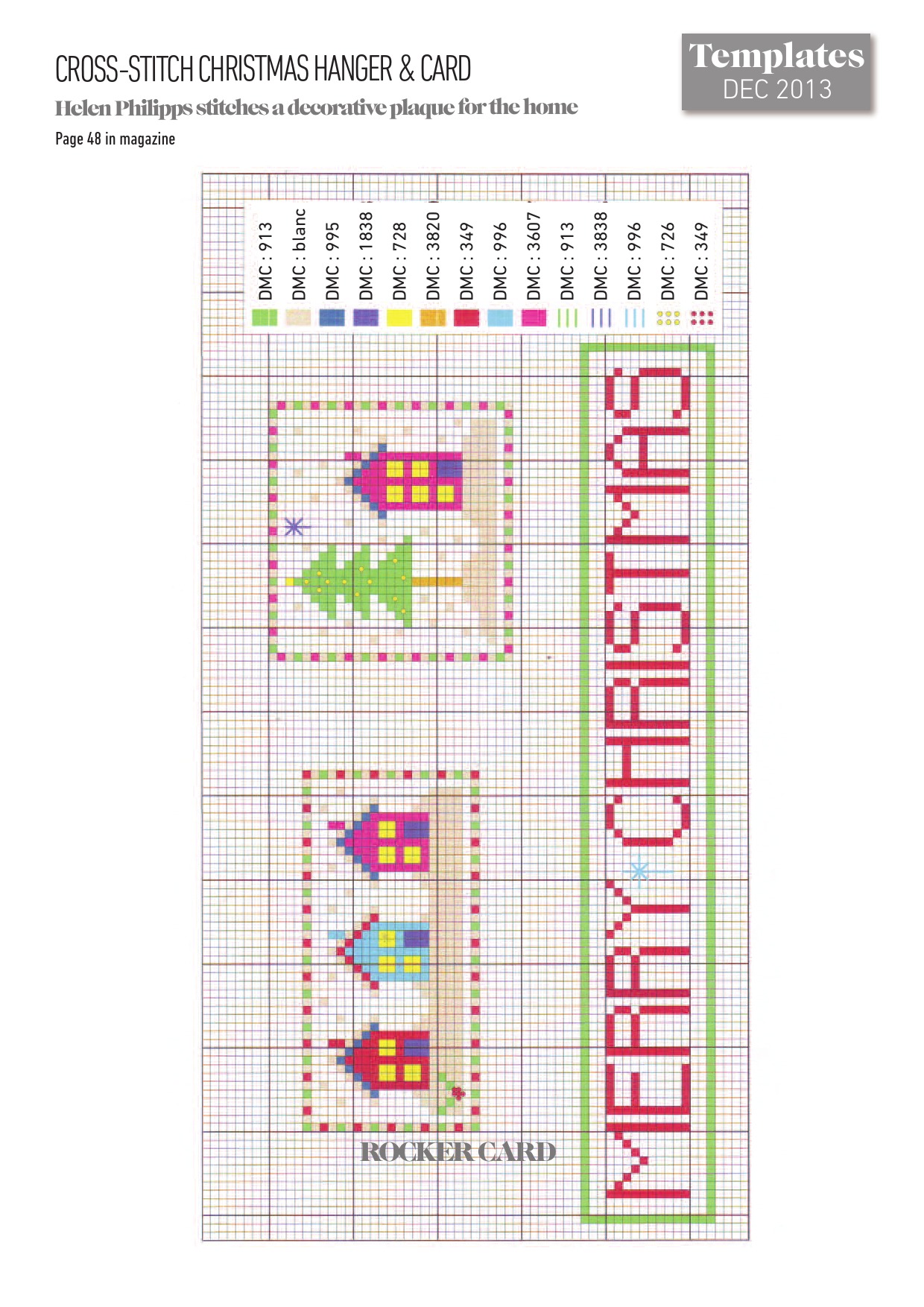 Cross-Stitched Christmas Hanger And Card