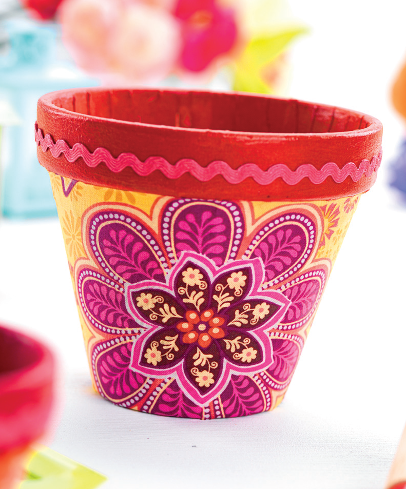 Fabric Decoupage Plant Pots
