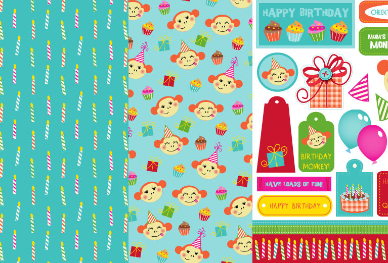 Maria Taylor Cheeky Monkey Birthday Papers & Sentiments